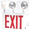 New York Approved LED Exit Sign with Emergency Lights, Double Face, Red letters and Three Lamp Heads