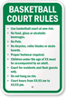 Basket Ball Court Rules Custom Sign