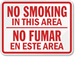Bilingual No Smoking In This Area Sign