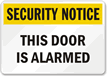 Security Notice Door Alarmed Sign