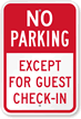 No Parking, Except For Guest Check In Sign