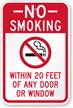 No Smoking Within 20 Feet Of Door Sign