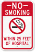 No Smoking Within 25 Feet Of Hospital Sign