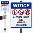 Alcohol Drug And Weapon Free Zone LawnBoss Sign