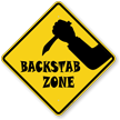Backstab Zone Backstabbing Sign With Graphic