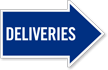 Deliveries, Right Die Cut Directional Sign