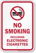 No Smoking Including Electronic Cigarettes Graphic Sign