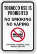 No Smoking No Vaping Safety Code Section Sign