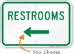 Restrooms Arrow Sign
