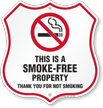 This Is A Smoke Free Property No Smoking Shield Sign