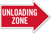 Unloading Zone, Right Die Cut Directional Sign