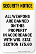 Weapons Banned On This Property Sign