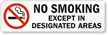 No Smoking Except Designated Areas Label