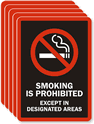 Smoking Prohibited Designated Areas Label