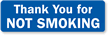 Thank You For Not Smoking Label (horizontal)