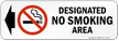 Designated No Smoking Area Symbol and Left Arrow label