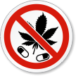 No Drugs Allowed Marijuana Leaf ISO Symbol Label