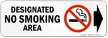 Designated No Smoking Area Symbol and Right Arrow label