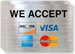 We Accept Visa, MasterCard, Discover, American Express Label