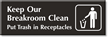 Keep Breakroom Clean Engraved Door Sign with Graphic