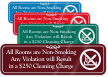 Rooms Are Non Smoking Violation Cleaning Charge Sign