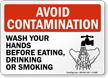 Avoid Contamination Wash Hands Before Eating Sign