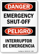 Bilingual Emergency Shut Off Sign