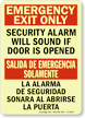 Bilingual Emergency Exit Only Security Alarm Sign