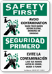 Bilingual Safety First: Avoid Contamination Sign