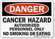 Danger: Cancer Hazard Authorized Personnel Only Sign