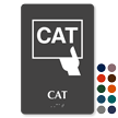 CAT Braille Sign with Computed Axial Tomography Symbol