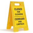 Closed For Cleaning Bilingual Free Standing Sign