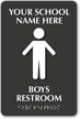 Custom Boys Restroom School Braille Sign