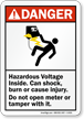 Hazardous Voltage Inside, Can Shock, Burn Sign