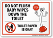 Do Not Flush Baby Wipes Sign