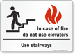 In Case of Fire Use Stairways Sign