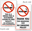 Smoke-Free & Electronic Cigarette-Free Facility 2-Sided Window Decals