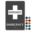 Emergency Braille Hospital Sign with First Aid Plus Symbol