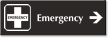 Emergency Engraved Sign, First Aid Cross, Right Arrow Symbol