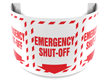 180 Degree Projecting Emergency Shut-Off Sign with arrow
