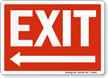 Exit with Left Arrow Sign, White On Red