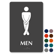Cross legged Men's Bathroom Humor Sign