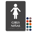 Girls Ninas Bilingual TactileTouch Braille Restroom Sign