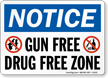 Gun Free Drug Free Zone Notice Sign