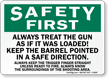 Treat Gun As Loaded Safety First Sign