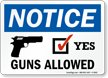 Guns Allowed OSHA Notice Sign