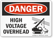 High Voltage Overhead OSHA Danger Sign