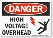 High Voltage Overhead OSHA Danger Sign