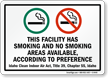 Facility Has Smoking, No Smoking Areas Sign
