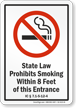 Indiana Prohibits Smoking Within 8 Feet Of Entrance Sign
